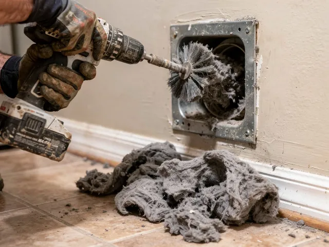 Certified Palm Coast Dryer Vent Cleaning technician performing dryer vent cleaning in Palm Coast